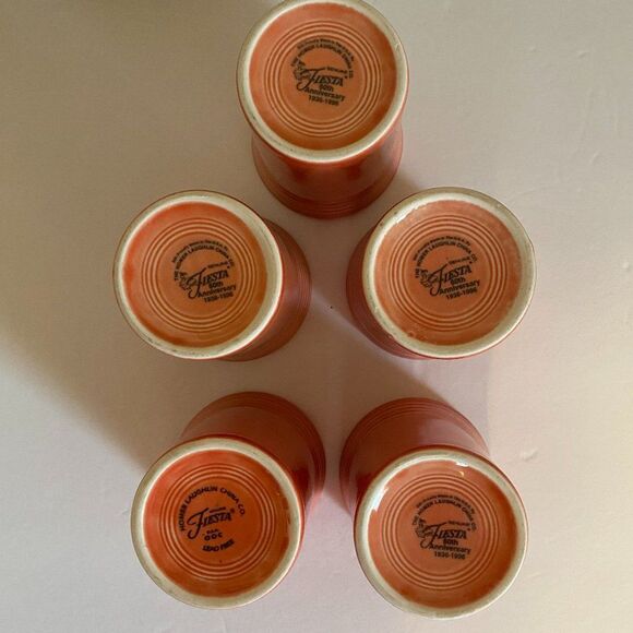 Fiestaware Retired Discontinued Persimmon 6.5 oz Tumblers Lot of 4 - Picture 4 of 6